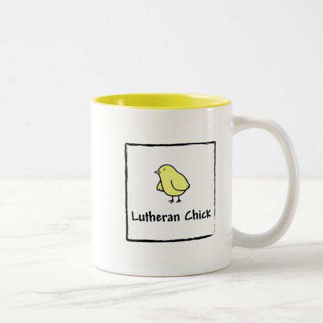 Lutheran Chick Two-Tone Coffee Mug (Right)