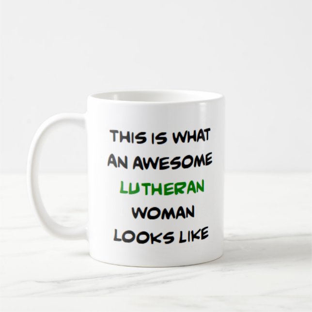 lutheran woman, awesome coffee mug (Left)