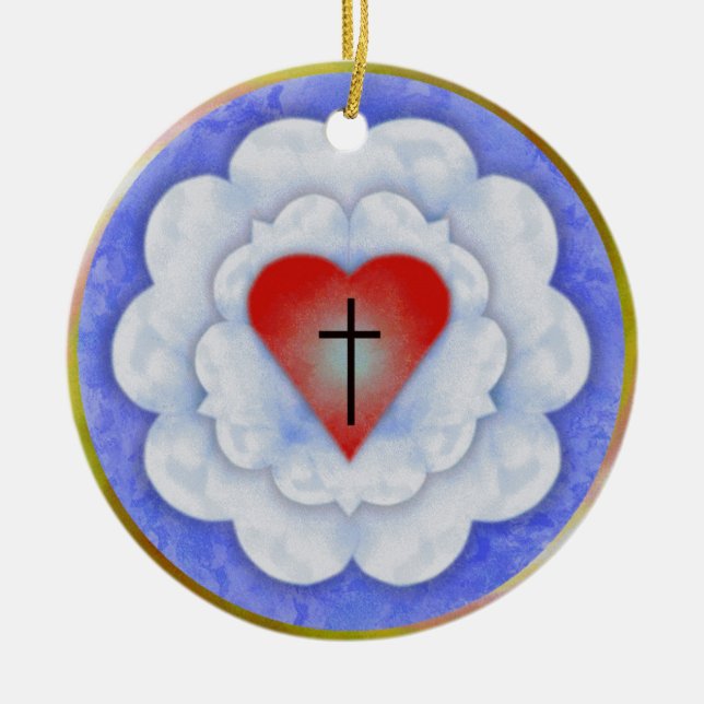 Luther's Rose Ceramic Tree Decoration (Front)