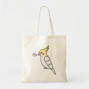 Lutino Cartoon Cockatiel Parrot Bird Love Tote Bag