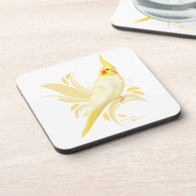 Lutino Cockatiel Coaster (Left Side)