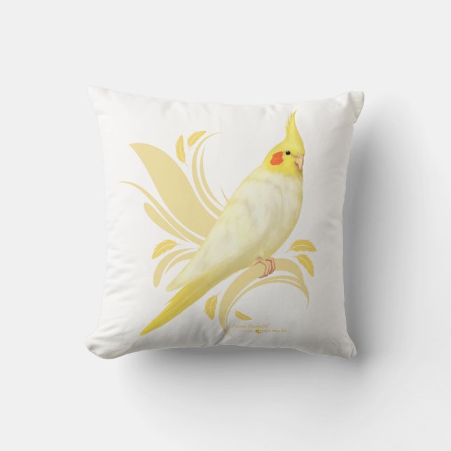 Lutino Cockatiel Cushion (Front)