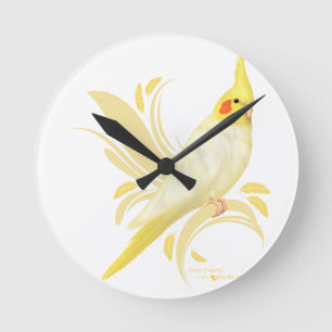 Lutino Cockatiel Round Clock