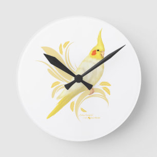 Lutino Cockatiel Round Clock