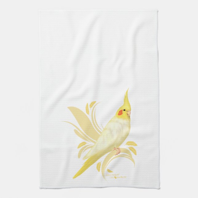 Lutino Cockatiel Tea Towel (Vertical)