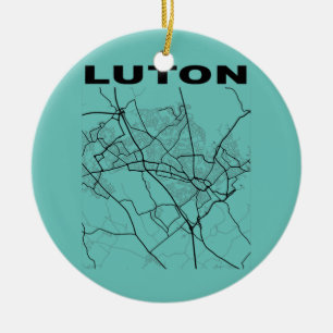 Luton City Street Map United Kingdom Souvenir  Ceramic Tree Decoration