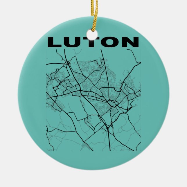 Luton City Street Map United Kingdom Souvenir  Ceramic Tree Decoration (Front)