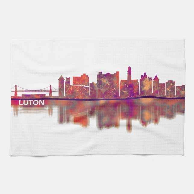 Luton England Skyline Tea Towel (Horizontal)