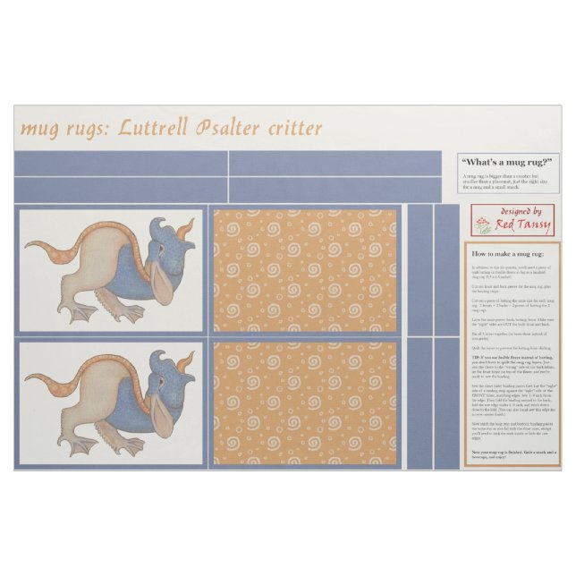 Luttrell Psalter Critter DIY Mug Rugs Fabric (Fat Quarter)