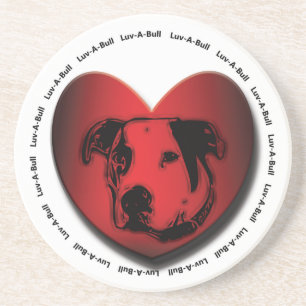 Luv-A-Bull American Bulldog Pit Bull Heart Coaster