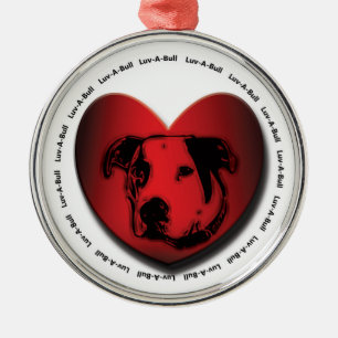 Luv-A-Bull American Bulldog Pit Bull Heart Metal Tree Decoration