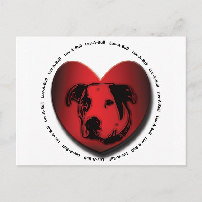 Luv-A-Bull American Bulldog Pit Bull Heart Postcard (Front)