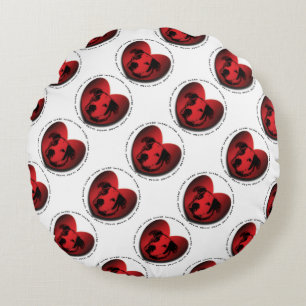 Luv-A-Bull American Bulldog Pit Bull Heart Round Cushion