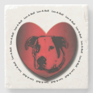 Luv-A-Bull American Bulldog Pit Bull Heart Stone Coaster
