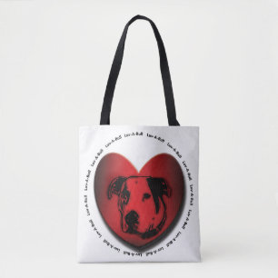 Luv-A-Bull American Bulldog Pit Bull Heart Tote Bag