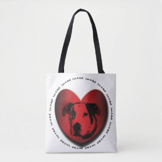 Luv-A-Bull American Bulldog Pit Bull Heart Tote Bag