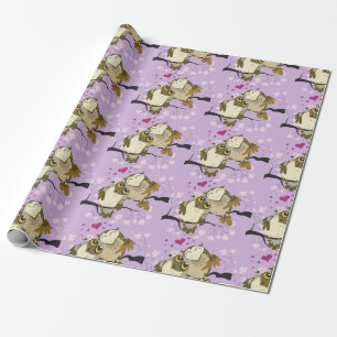 luv burd owls burbs of a feather wrapping paper