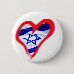 Luv Israel Heart 6 Cm Round Badge
