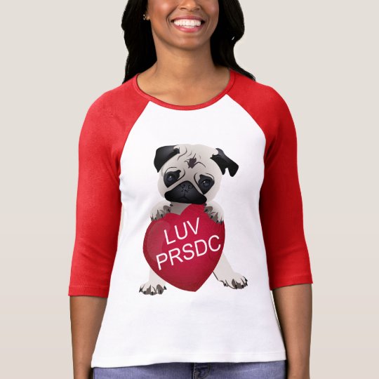 LUV PRSDC Pug Rescue of San Diego Co. Valentines T-Shirt