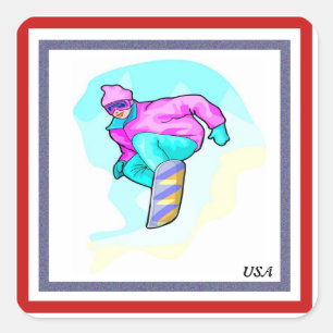 Luv to Snowboard - Square Sticker