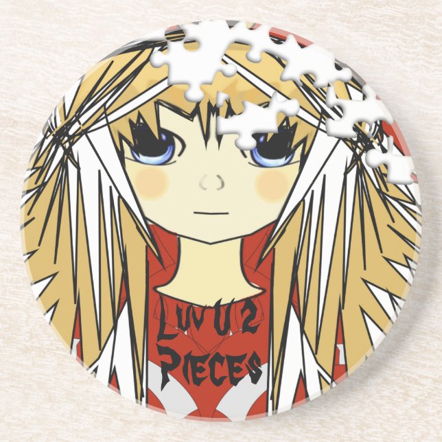 Luv U 2 Pieces Anime Girl Coasters (Front)