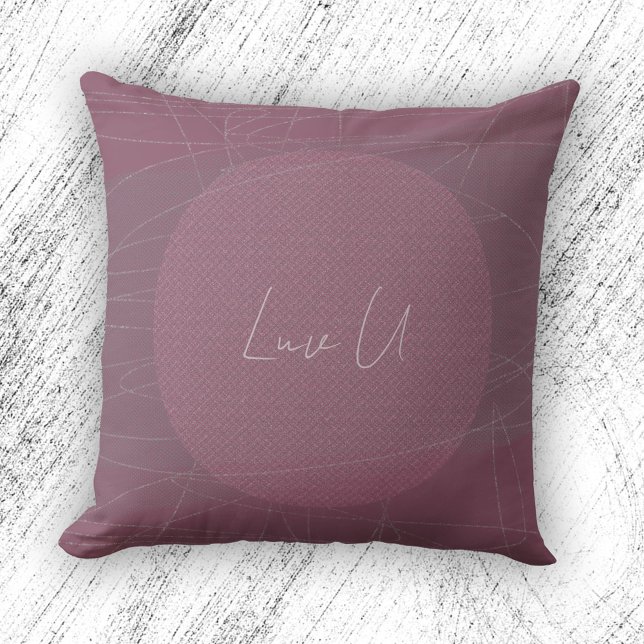 Luv U - Rose Trendy Modern Scribbled Lines Cushion (Luv U - Rose Trendy Modern Scribbled Lines Throw Pillow ©Susanne Sachers - Sunny Mind Design)
