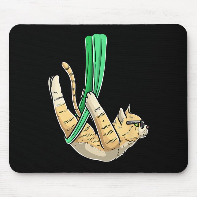Luvaerialmal Aerial Cat Yoga , Small, Black  Mouse Mat (Front)