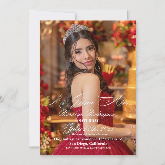 Lux and elegant Photo Quinceanera Gold Invitation (Front)