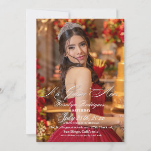 Lux and elegant Photo Quinceanera Gold Invitation