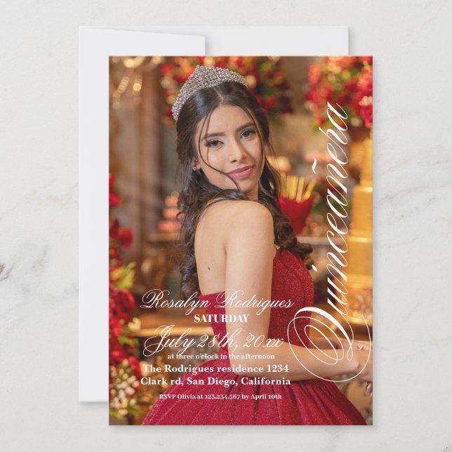 Lux and elegant Photo Quinceanera Gold Invitation (Front)