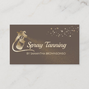 Lux Brown Gold Elegant Calligraphy Tan Spray Business Card