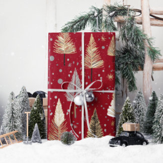 Lux Christmas Gold on Red Wrapping Paper