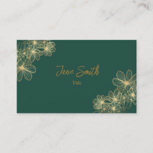 Lux Elegant Gold Flower   Green Business Card