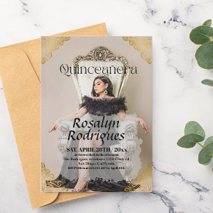 Lux Elegant Photo Quinceanera Gold Invitation
