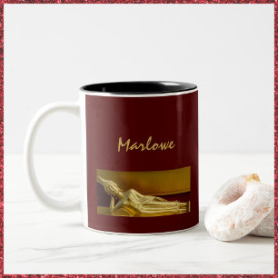 Lux Gold and Dark Red Reclining Buddha Two-Tone Coffee Mug