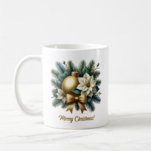 Lux gold Christmas bauble cotton golden bow Coffee Mug