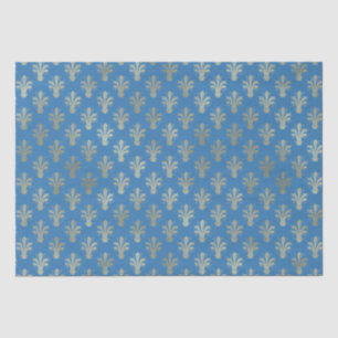 Lux Gold Fleur de Lis and French Blue Tissue Paper