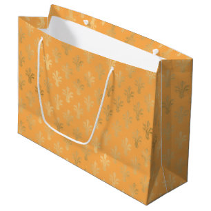 Lux Gold Fleur de Lis and Marigold Large Gift Bag