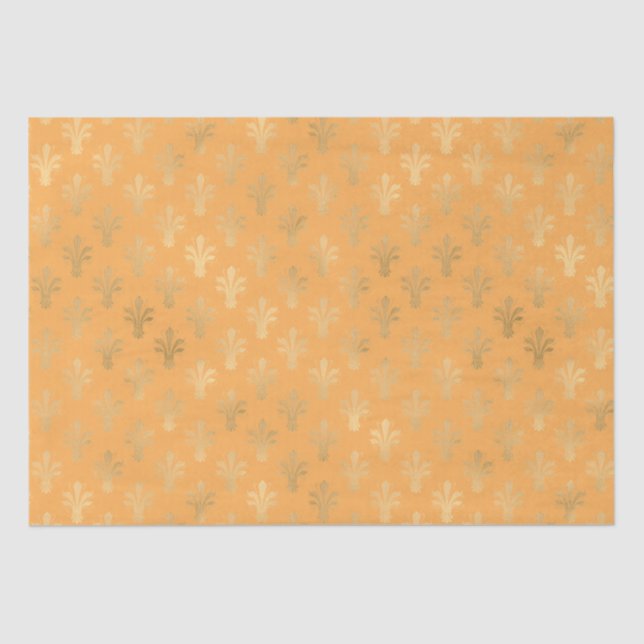 Lux Gold Fleur de Lis and Marigold   Tissue Paper (Front)