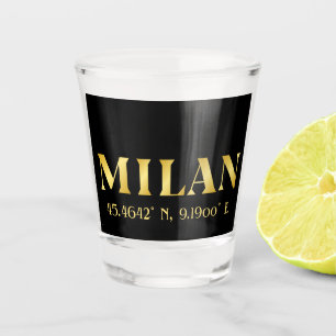 Lux Gold Milan Latitude & Longitude Black Shot Glass