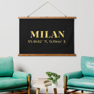 Lux Gold Milan Latitude & Longitude Hanging Tapestry