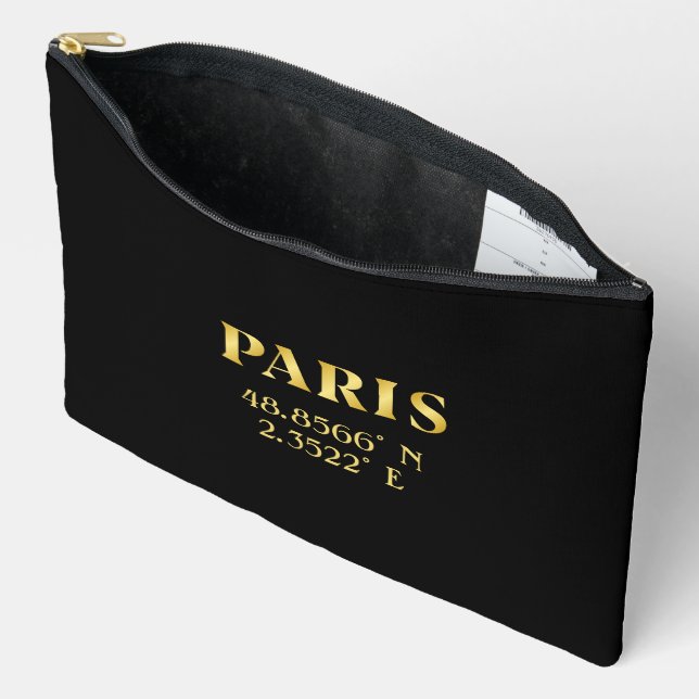 Lux Gold Paris Latitude & Longitude   Accessory Pouch (Open)