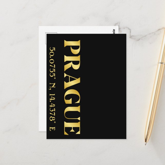 Lux Gold Prague Latitude & Longitude  Postcard (Front/Back In Situ)