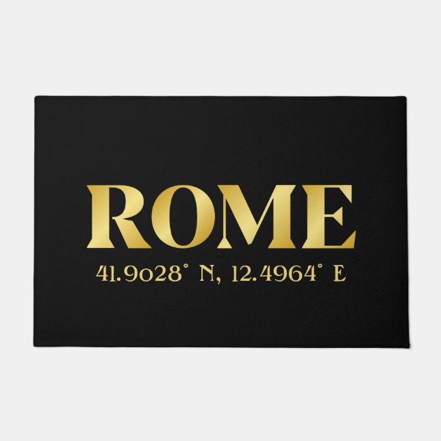 Lux Gold Rome Latitude & Longitude  Doormat (Front)