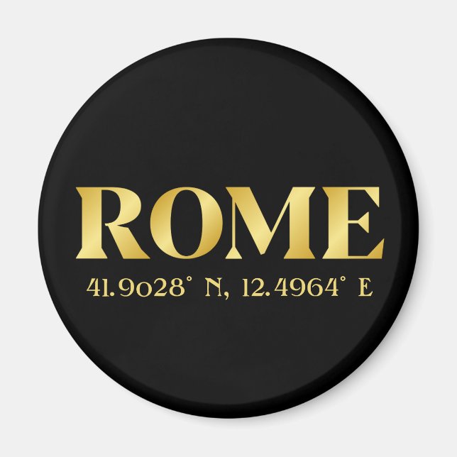 Lux Gold Rome Latitude & Longitude  Magnet (Front)