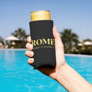 Lux Gold Rome Latitude & Longitude Seltzer Can Cooler