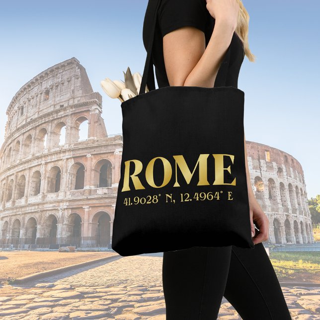 Lux Gold Rome Latitude & Longitude  Tote Bag (Creator Uploaded)
