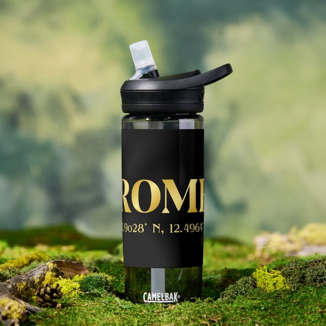 Lux Gold Rome Latitude & Longitude  Water Bottle (Outdoor)