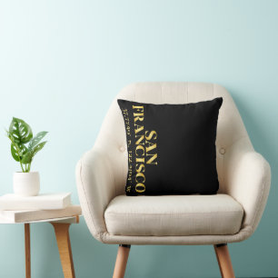 Lux Gold San Francisco Latitude & Longitude  Cushion