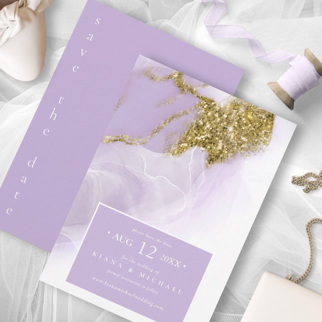 Lux Ink Lavender Abstract ID990 Save The Date (Creator Uploaded)